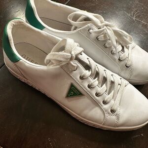 GUESS Women's White Sneakers with Green Details